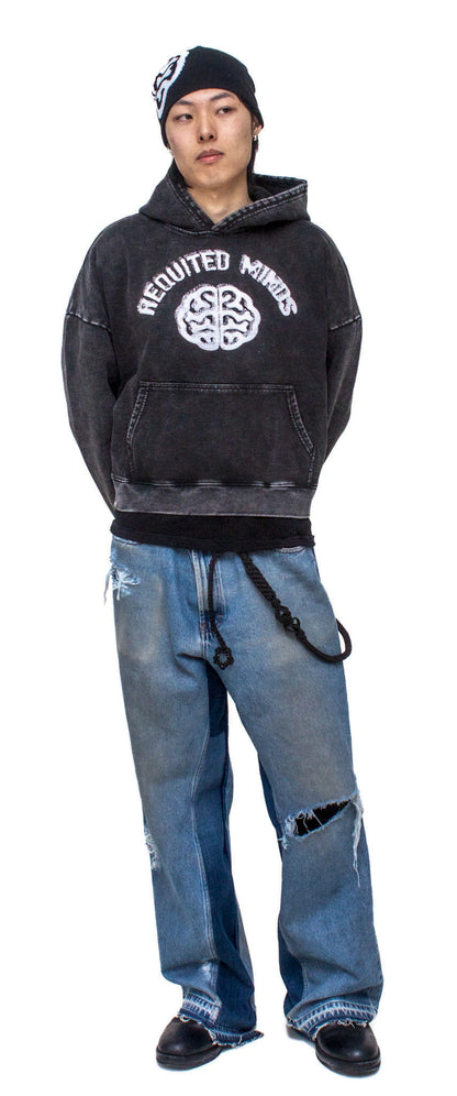 BLACK CROPPED LOGO HOODIE