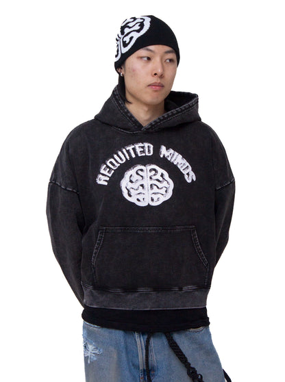 BLACK CROPPED LOGO HOODIE