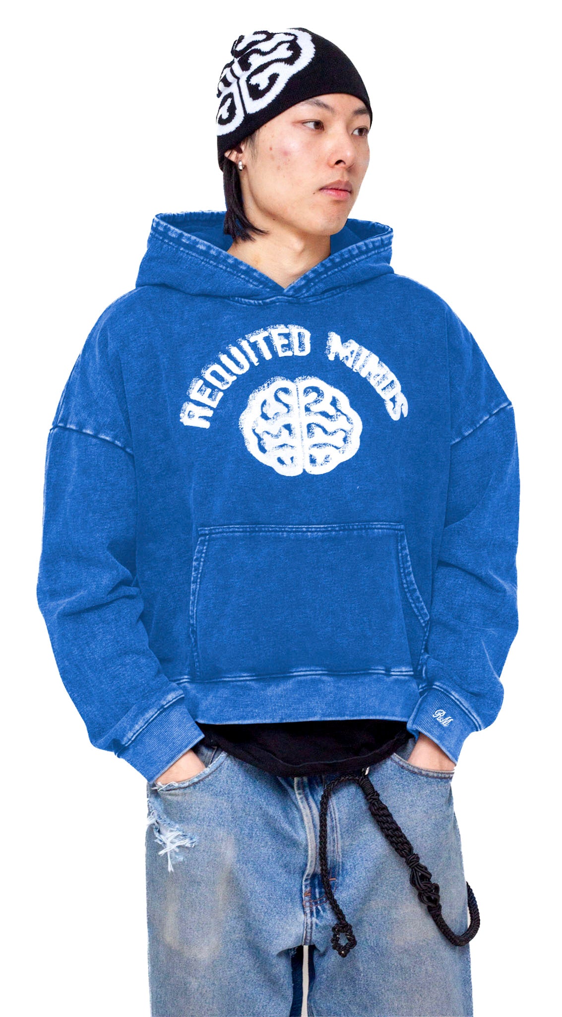 BLUE CROPPED LOGO HOODIE