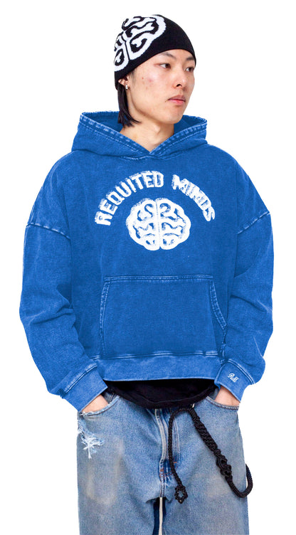 BLUE CROPPED LOGO HOODIE