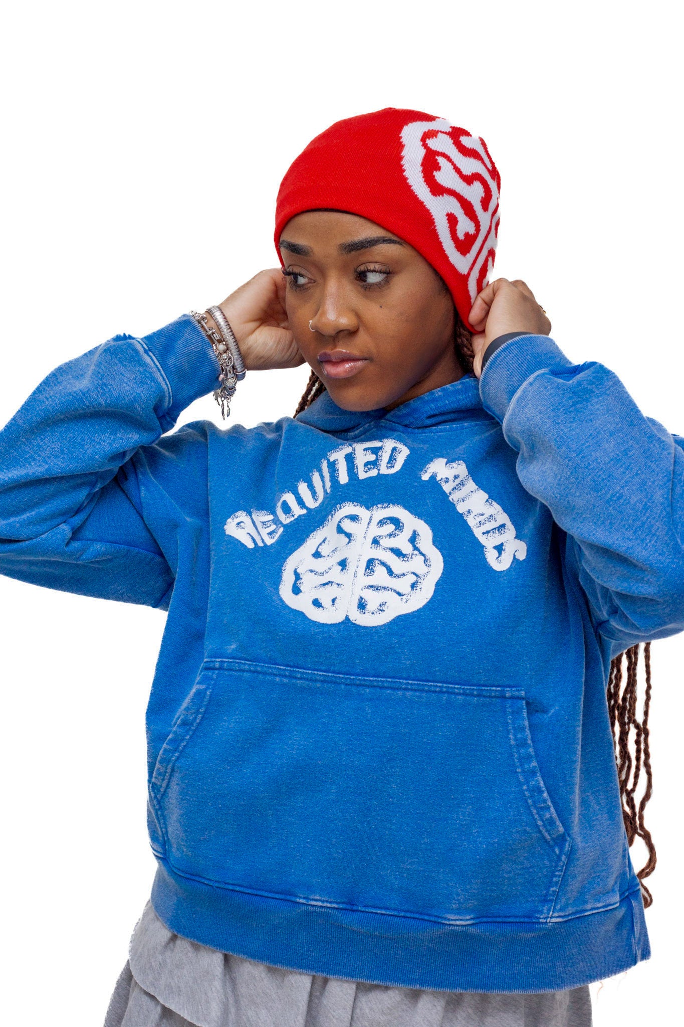 BLUE CROPPED LOGO HOODIE