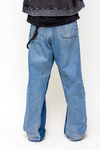 handmade Flared distressed denim