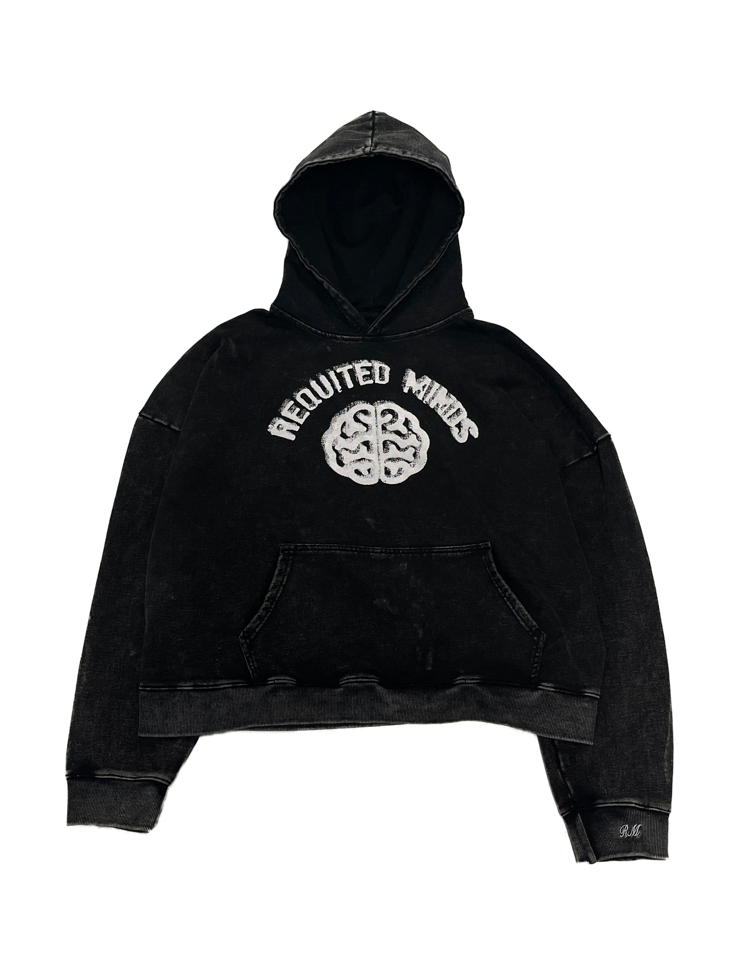 BLACK CROPPED LOGO HOODIE – Requited Minds