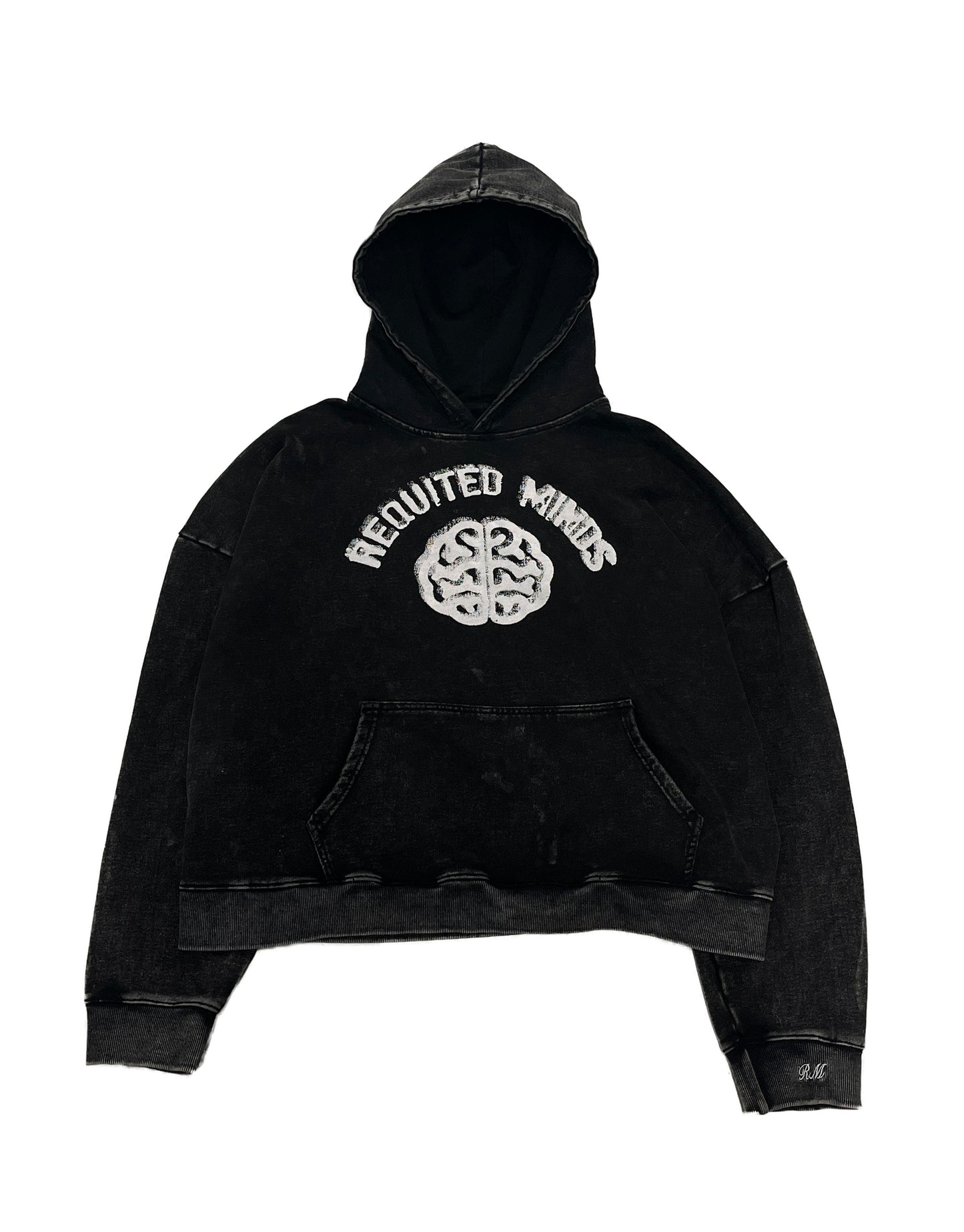 BLACK CROPPED LOGO HOODIE