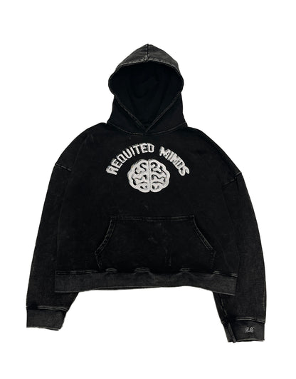 BLACK CROPPED LOGO HOODIE