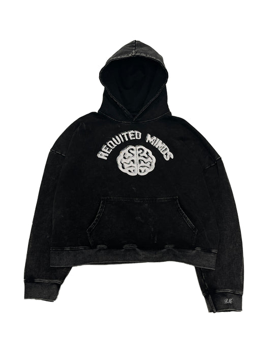 BLACK CROPPED LOGO HOODIE