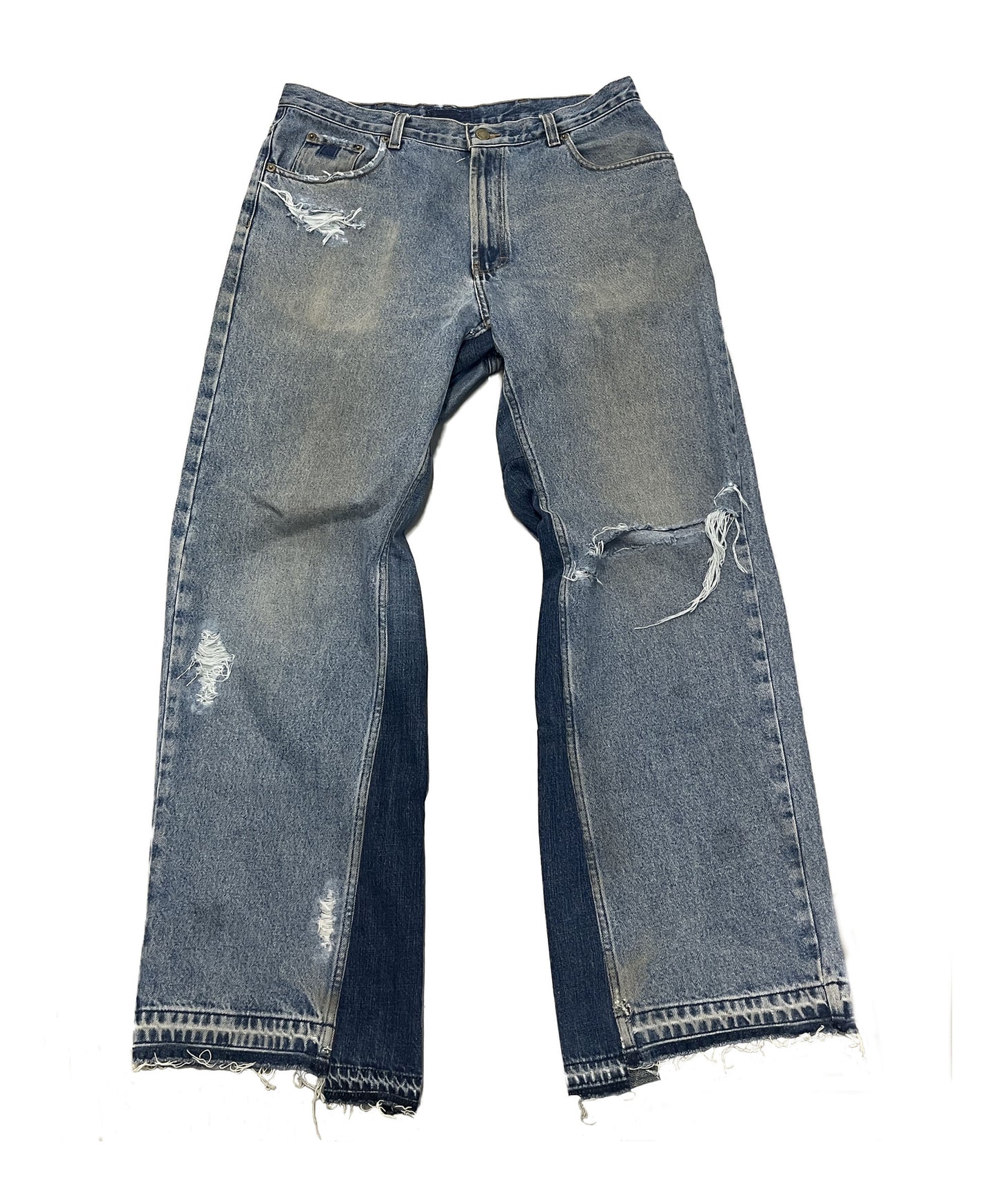 handmade Flared distressed denim
