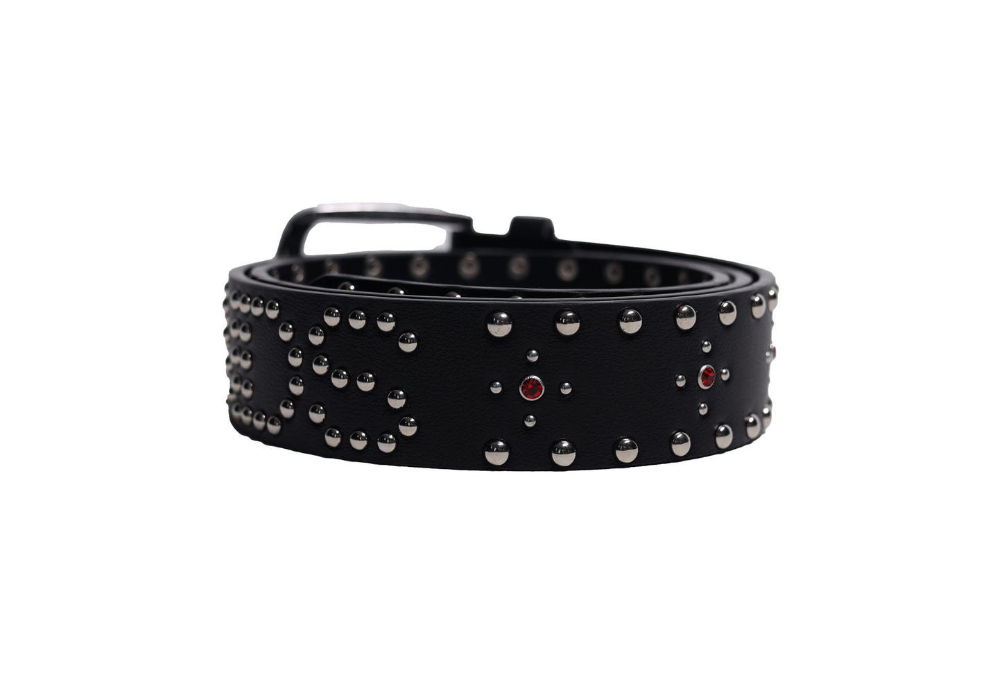 BLACK STUDDED LEATHER BELT