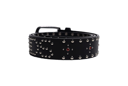 BLACK STUDDED LEATHER BELT