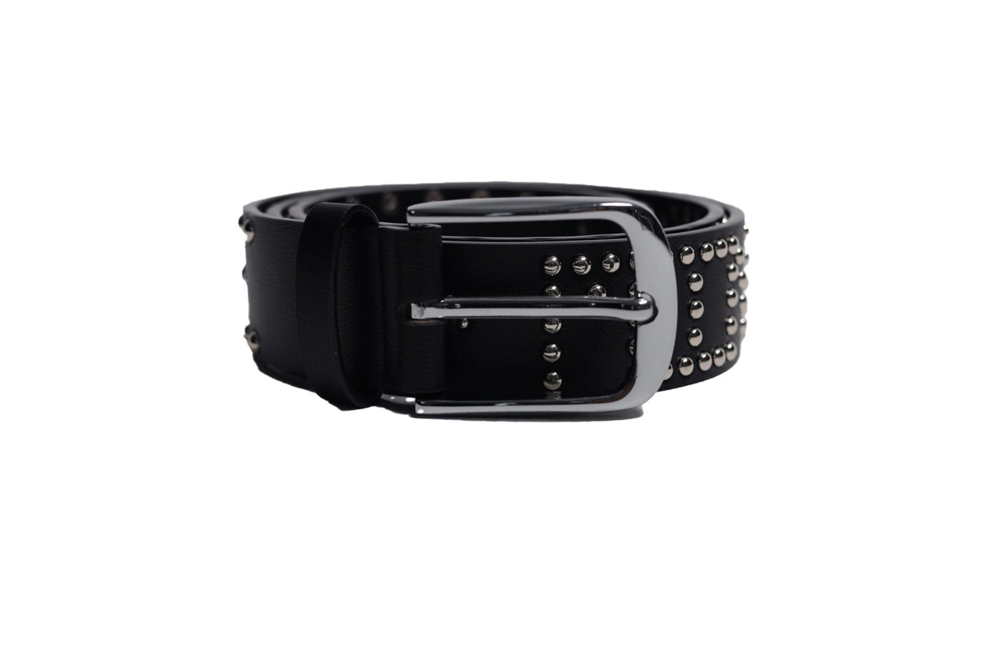 BLACK STUDDED LEATHER BELT