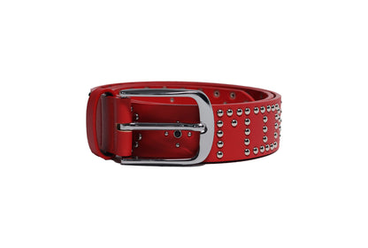 RED STUDDED LEATHER BELT